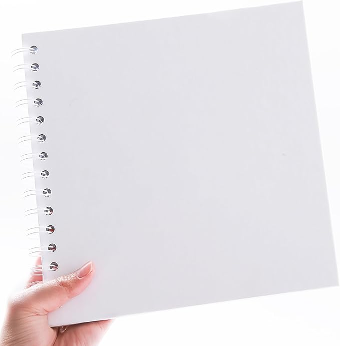 MEMOTOR Scrapbook 7 x 7 Inch DIY Photo Album, Memory Book for Couples/Wedding/Newborn Baby, Hardcover Kraft Paper White 20 Sheets/ 40 Pages