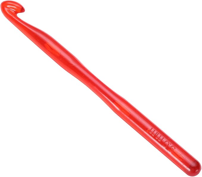 uxcell Crochet Hooks 9mm Ergonomic Knitting Needle Plastic Colorful Transparent Crochet Hooks for DIY Crocheting Yarn Blanket Carpet Weaving, Red