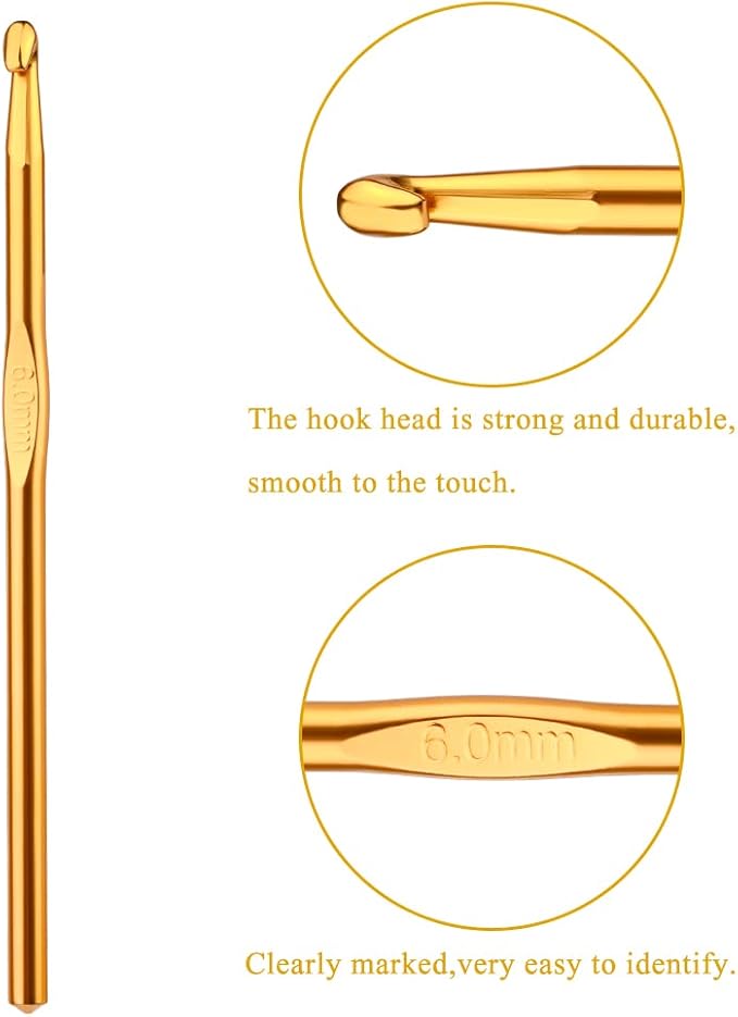 6mm Aluminum Crochet Hook, Smooth Crochet Needles, Knitting Needles for Yarn Craft, Great Handmade DIY Present for Friends, Random Color