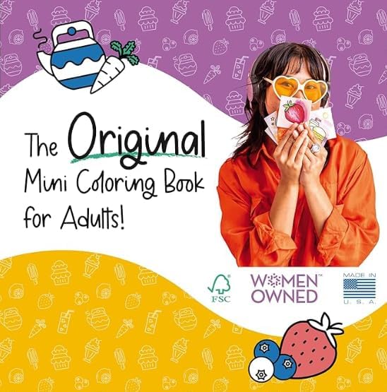 A Brighter Year The Original Adult Mini Coloring Book –Hygge Edition - 3” x 3” Pocket Size, 50 Pages, Lay Flat Binding, Thick Paper, No Bleeding - Stress & Anxiety Relief - Gift