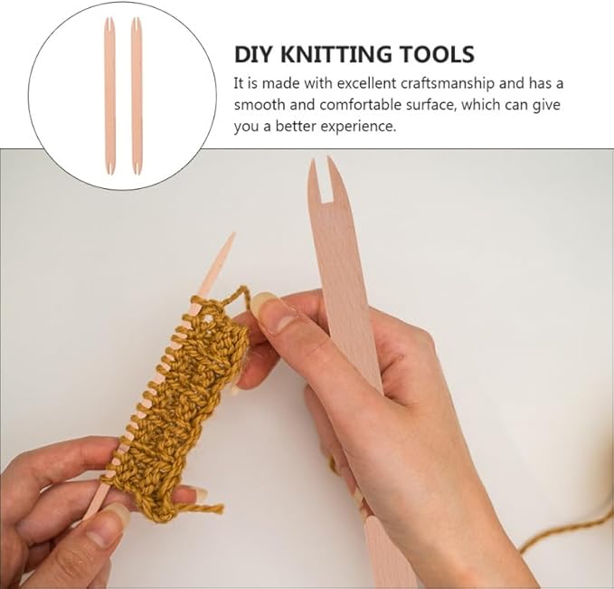 EXCEART 2 Pcs Wooden Weaving Shuttle Beech Wood DIY Weaving Tool Sweater Scarf Tapestry Sticks Crochet Hook Tools for Knitted Crafts Accessories