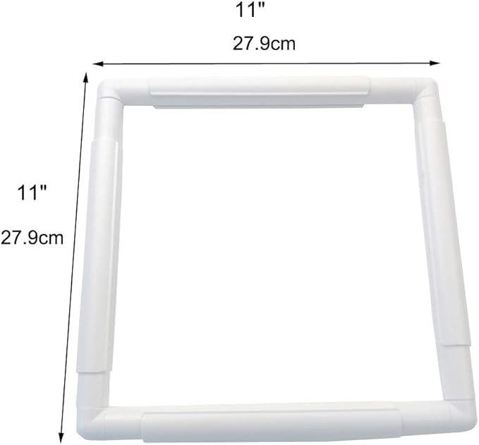 11 x 11 plastic cross stitch frame square embroidery hoop white diy sewing tools sewing hoop handhold craft clip embroidery snap frame hoop for cross stitching quilting (11 x 11)