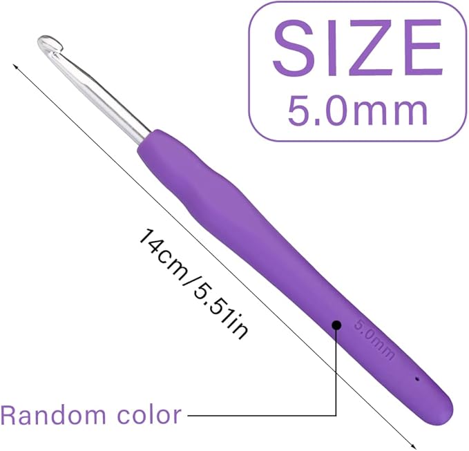 5 mm Crochet Hook, Ergonomic Handle for Arthritic Hands, Extra Long  Knitting Needles for Beginners and Crocheting Yarn (5 mm)
