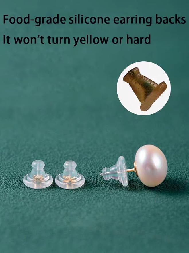 earring backs,18k gold silicone earring backs replacements,locking secure earring backs for studs/droopy ears,no-irritate hypoallergenice soft clear earring backs for adults