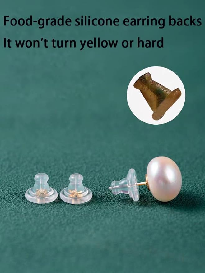 earring backs,18k gold silicone earring backs replacements,locking secure earring backs for studs/droopy ears,no-irritate hypoallergenice soft clear earring backs for adults
