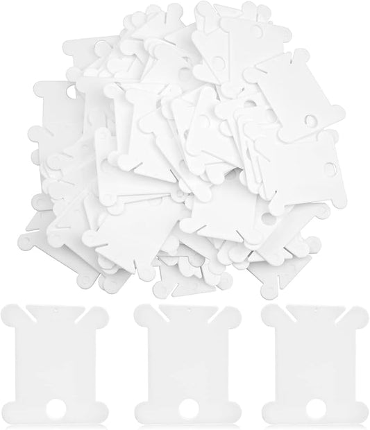 100 Pcs Plastic Floss Bobbin, Embroidery Floss Bobbins, Cross Stitch Embroidery Cotton Thread Embroidery Floss Thread Craft, White Embroidery Thread Organize for DIY Sewing Craft