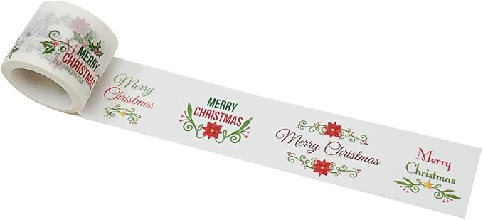 Wrapables Decorative Festive Wide Washi Masking Tape, 30mm x 5m, Merry Christmas Quote