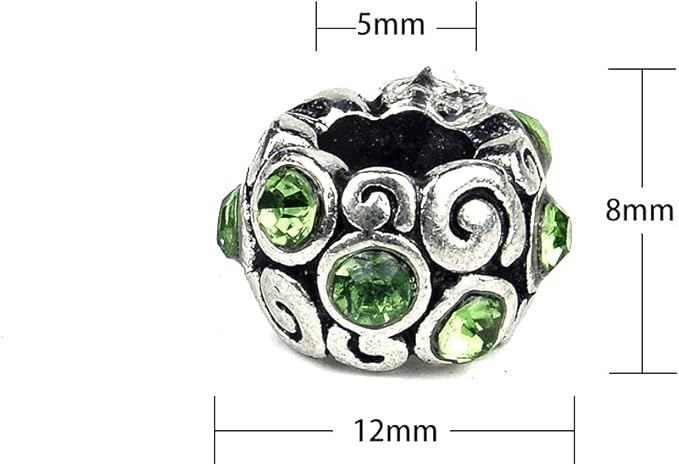 60 Pieces Assorted European Beads with Plating Silver Metal Alloy Rhinestone Large Hole Spacer Beads for DIY Charm Bracelet Jewelry Making (Inlaid Drill Alloy)