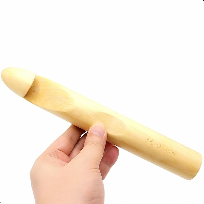 1Pcs 35mm Wood Huge Crochet Hook, Large US Size Y, Big Crochet Hooks Needles for Giant Chunky Yarn, DIY Yarn Craft,Nice Gift for Women Adults Kids Children Beginners