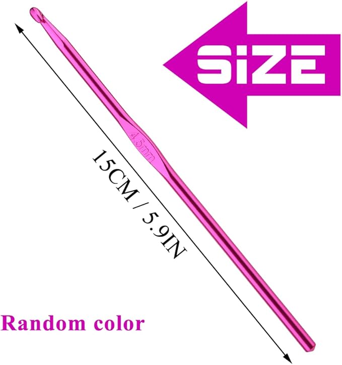 4.5mm Aluminum Crochet Hook, Smooth Crochet Needles, Knitting Needles for Yarn Craft, Great Handmade DIY Present for Friends, Random Color