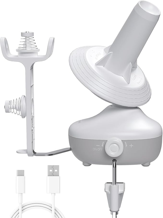 Yarn Winder, Electric Yarn Ball Winder for Crocheting, Compact Yarn Cake Winder with Strong Tension Stepless Speed, Automatic Yarn Spinner Wool Winder, Ideal Helper for Knitting Lovers(White)