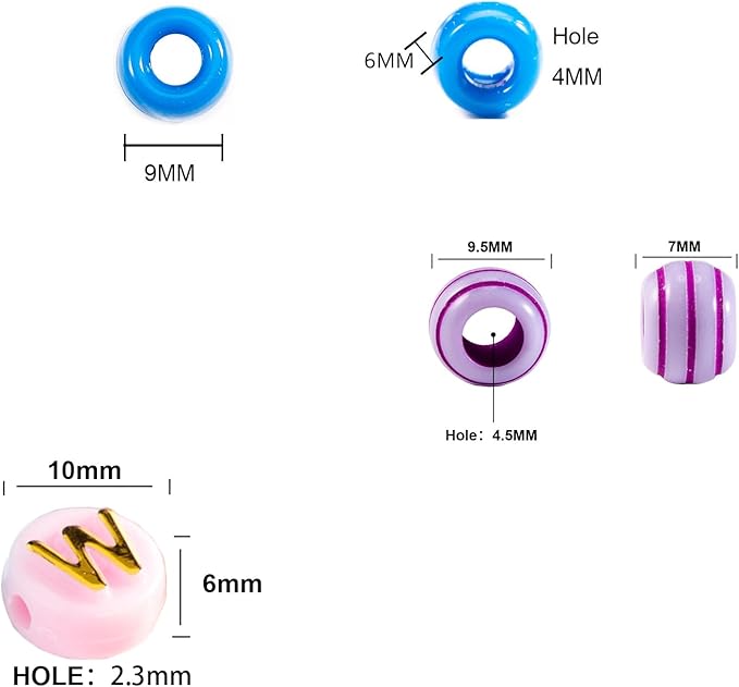 Gxueshan 1400 Pcs Acrylic Gold Pink Colorful 6x9mm Pony Beads 10x6mm Mix Candy Color Alphabet Letter Beads Bulk for Jewelry Friendship Bracelet Necklace Making Kit Braids Kandi Beads (1400)