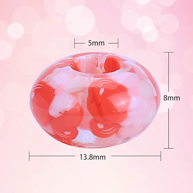 AIPRIDY Girls' Lucky Beads Lover Amber Beads, Big Hole Spacer Beads European Craft Beads for DIY Charms Bracelet Jewelry Making (Red)