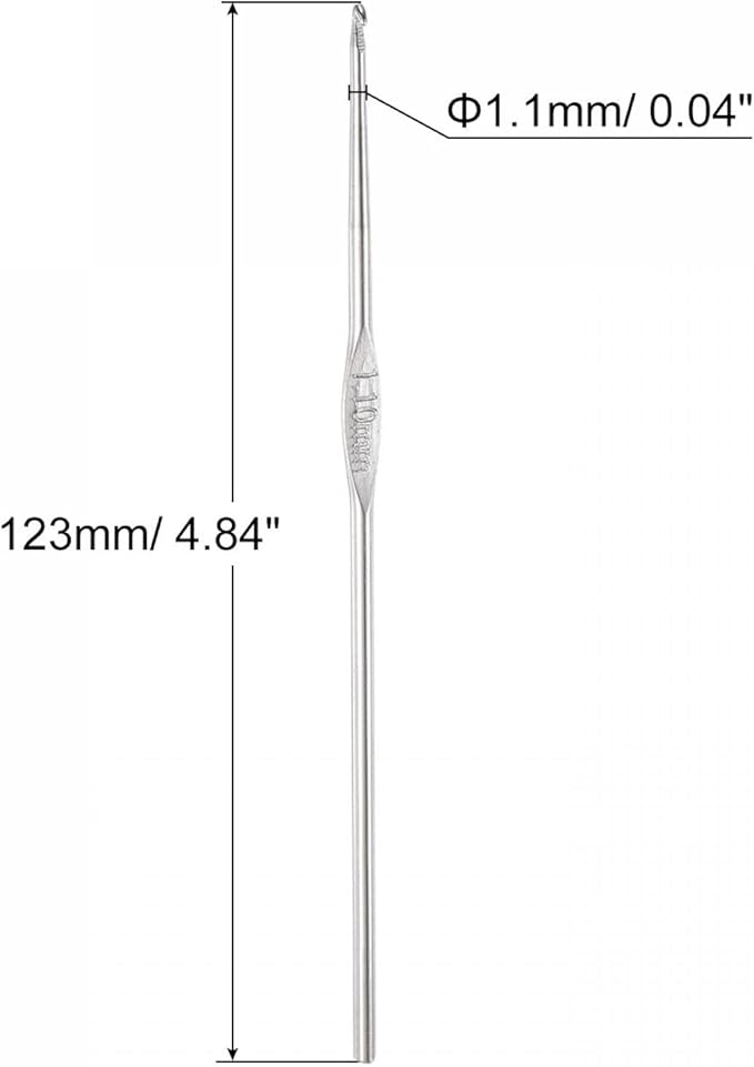 uxcell Stainless Steel Crochet Hook 1.1mm US Size 11 Knitting Needles for DIY Craft Yarn 6Pcs