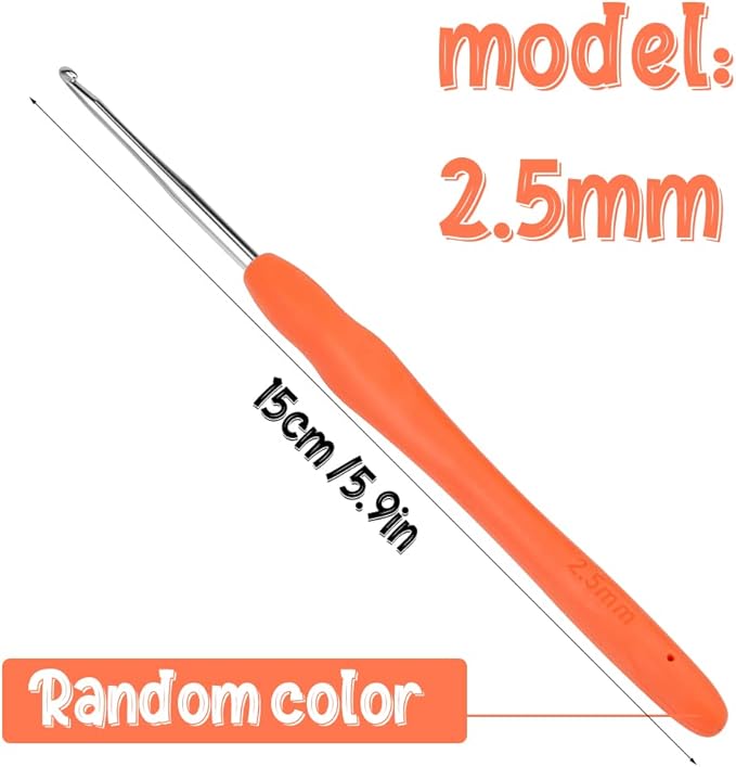 Crochet Hook, 2.5 mm Ergonomic Crochet Hook, Crochet Needles for Arthritic Hands, Knitting Needles with Soft Handle Beginners and Experienced Hobbyists (2.5 mm)