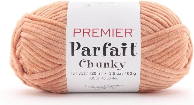 Premier Yarns Parfait Chunky Chenille 3.5 Oz 6 Super Bulky Weight 3 Pack Bundle with Bella's Stitch Place Holders (Apricot)