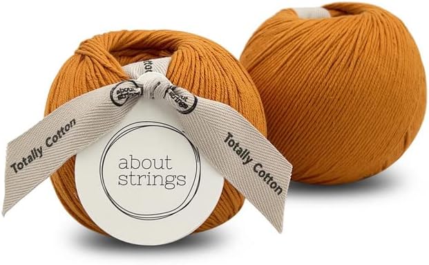 About Strings Totally Cotton Yarn - GOTS Certified Organic DK Weight - Luxuriously Soft, No Splitting - Perfect for Baby, Amigurumi, Knitting & Crochet - (200g/468 Yards) 100g/Ball (Golden)