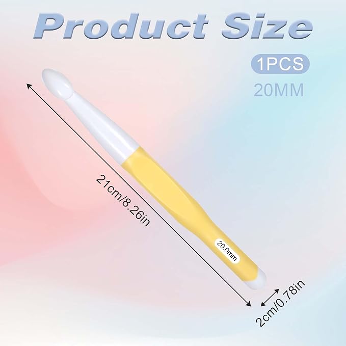 20mm Large Size Crochet with Ergonomiv Handle, Long Rubber Handle Crochet Hook, Knitting Giant Crochet Hooks for Chunky Yarn, Scarf, DIY, Wool Products(20mm)