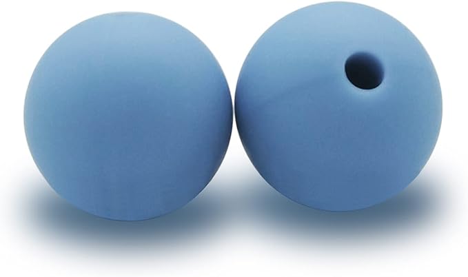 DIYOMR 100Pcs Silicone Beads, Single Color Beads Silicone Round Beads Rubber Craft Beads Bracelet Necklace Beads for Keychain Jewelry Lanyard DIY Crafts Making (12mm,Azure)