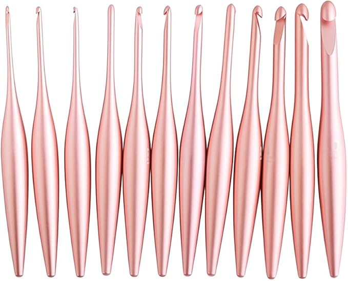 Furls Crochet Hook, Blush Streamline Metal Polished & Matte Finish, Ergonomic Handle Crochet Hooks 7" (Blush - Matte, F - 3.75mm)