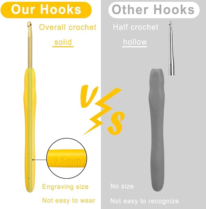 kgxulr 3.5 mm Crochet Hook, Aluminum Soft Grip Rubber Handle Needles Ergonomic Knitting Needles Crochet Needle for Beginners and Handmade DIY Knitting Crochet (3.5 mm)