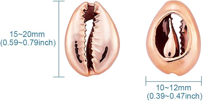 Cheriswelry 50pcs Electroplated Shell Beads Rose Gold Cowrie Spirals Spacer Summer Beach Loose Beads Charms 1520mm for Vase Filler Fish Tanks DIY Jewelry Making