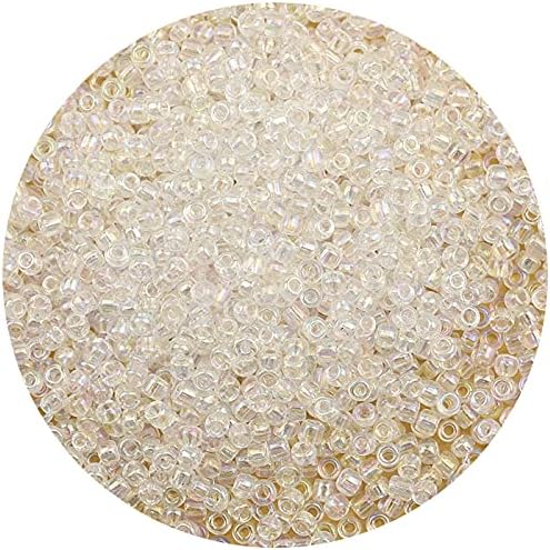 Bala&Fillic Raibow Clear Color 4mm Seed Beads About 1200pcs/100Grams in Bag, 6/0 Glass Craft Beads for Making Bracelet and Necklace (Raibow Clear)
