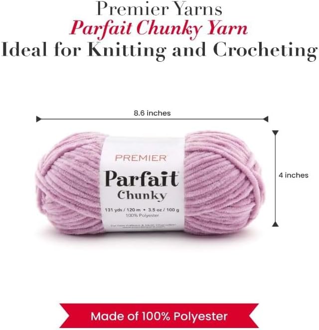 Premier Yarns Parfait Chunky Chenille Yarn 3.5 Oz 6 Super Bulky Weight 3 Pack Bundle with Bella's Stitch Place Holders (Dusty Mauve)