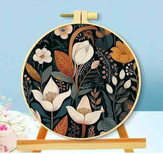 flower cross stitch kits for adults beginner,counted cross stitch kits printed stitching cute patterns dimensions needlepoint art crafts embroidery kits for adults beginners 7.8x7.8 inch (with frame)