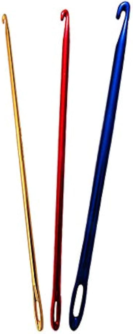 Zuoyou 3PCS Aluminum Tunisian Afghan Crochet Hook DIY Knitting Needles Tool with an Eye 2.75/4/6mm