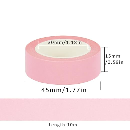 NatSumeBasics 3 Pink Washi Tapes Plain Decorative Masking Tape,32 Feet Self-Adhesive Tapes for Packaging Decor Journals Scrapbooks Planners DIY Crafts Gift (Pink)