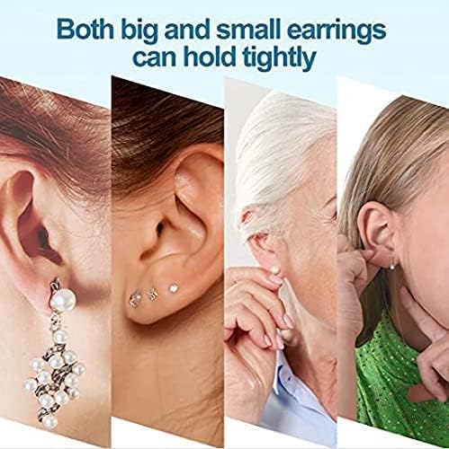 18k gold silicone earring backs replacements,locking secure earring backs for studs/droopy ears,no-irritate hypoallergenice soft clear