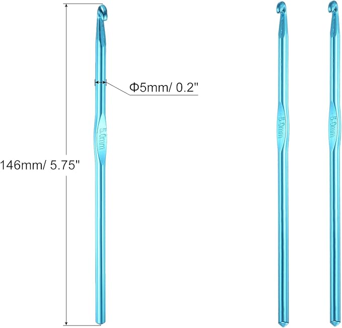 HEYLEAYAR 5MM Aluminum Crochet Hooks 14PCS,Crochet Needle US Size H(US Size 8),Crochet Hooks Bulk for Craft Yarn Contribute to Beginners