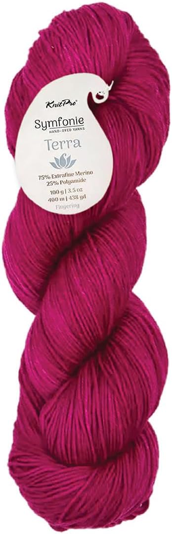 KnitPro Symfonie Fingering Weight Hand Dyed Semi-Solid Yarn Skein | Extra Fine Merino Wool & Polyamide Blend for Knitting & Crocheting, Oeko-TEX Certified 400m, 100g | Terra Pink Mauve