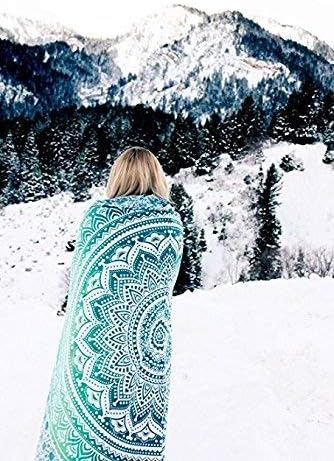 popular handicrafts tapestry wall hanging hippie ombre mandala wall art bohemian hippy intricate indian tapestry 84x90 inches (215cm x 230cm) green