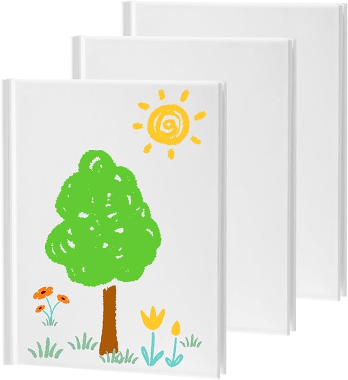zmybcpack 3 pack 8.5x11 inch hardcover blank book to write stories, blank hardcover sketchbooks journal（white，22 sheets/ 44 pages each）