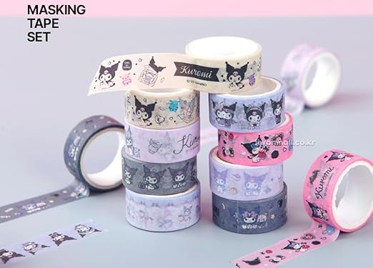 Generic Cute Masking Tape, Washi Tape Set, 8 Pack, 0.6 Inch Wide (Purple)