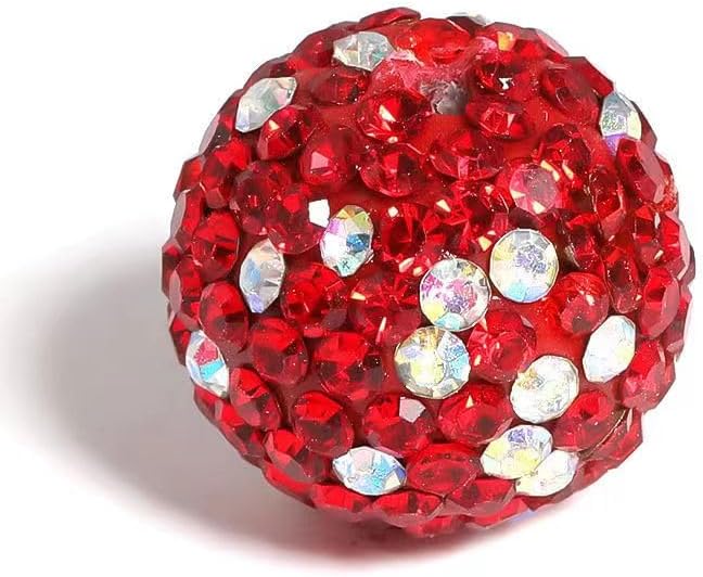 10mm Grade A White with Red Sparkle Rhinestone Beads for Baseball Necklace-Round Disco Ball Bead Rhinestone Clay Beads for Earring Jewelry Making,Necklace Bracelet,DIY Craft Supplies(100 pcs)