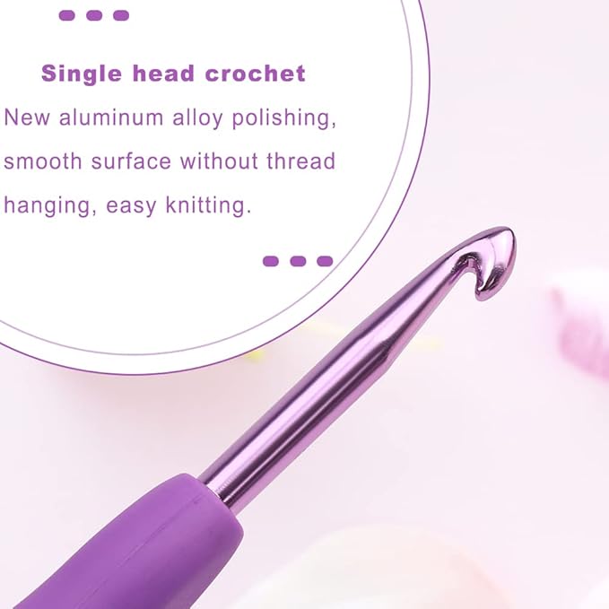 kgxulr 5 mm Crochet Hook, Aluminum Soft Grip Rubber Handle Needles Ergonomic Knitting Needles Crochet Needle for Beginners and Handmade DIY Knitting Crochet (5 mm)