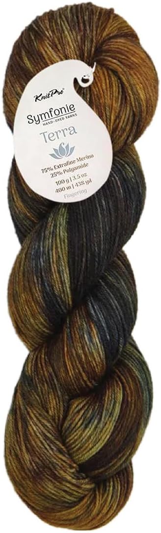 KnitPro Symfonie Fingering Weight Hand Dyed Variegated Yarn Skein | Extra Fine Merino Wool & Polyamide Blend for Knitting & Crocheting, Oeko-TEX Certified 400m, 100g | Terra Wilderness