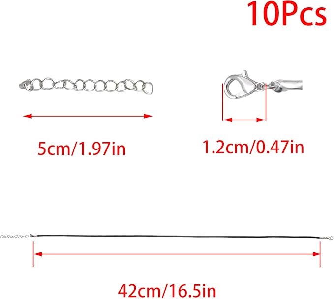 10 Pcs 2.0mm Leather Necklace Cords with Clasp,Waxed Cords,Necklace Ropes for Pendants and Jewelry Making(Black)