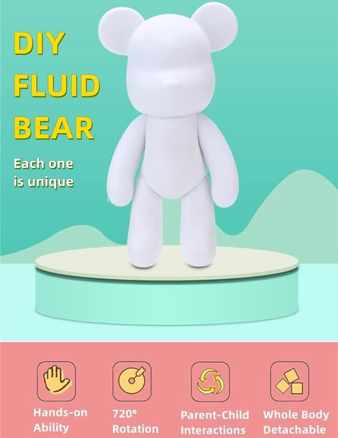 HANDA DIY Painting Kit - Teddy Bear & Gloomy Bear Figures, Creative Home Decorations, Handmade Dolls, Gift for Birthday & Valentines (9.05 inch, Purple+White+Pink)