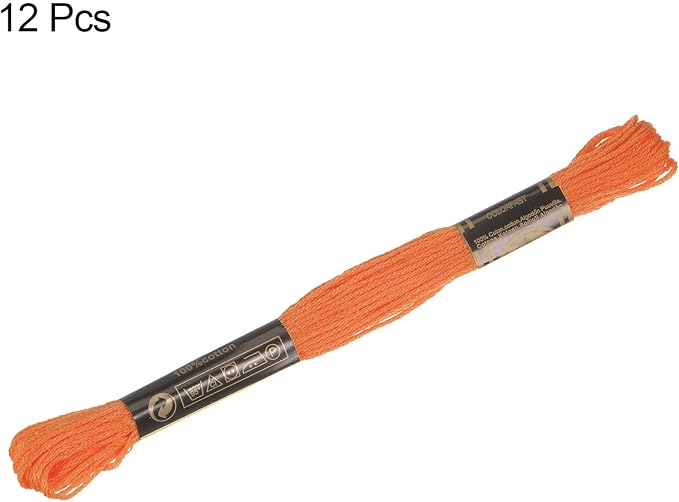 HARFINGTON 12 Skeins Embroidery Floss 8m Each Egyptian Long Fiber Cotton Cross Stitch Thread 26S/2x6 for Embroidery Projects Bracelet, Orange