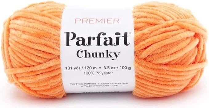 Premier Yarns Parfait Chunky Chenille Yarn 3.5 Oz 6 Super Bulky Weight 3 Pack Bundle with Bella's Stitch Place Holders (Tangerine)