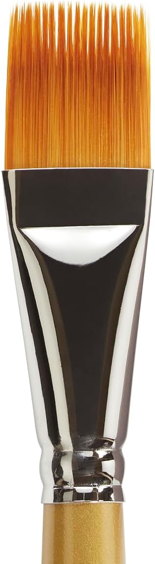 KINGART Premium Original Gold 9120-1/4 RAKE Series Artist Brush, Golden Taklon Synthetic Hair, Short Handle, for Acrylic, Watercolor, Oil and Gouache Painting, Size 1/4"