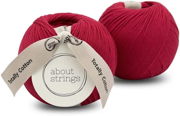 About Strings Totally Cotton Yarn - GOTS Certified Organic DK Weight - Luxuriously Soft, No Splitting - Perfect for Baby, Amigurumi, Knitting & Crochet - (200g/468 Yards) 100g/Ball (Flame)