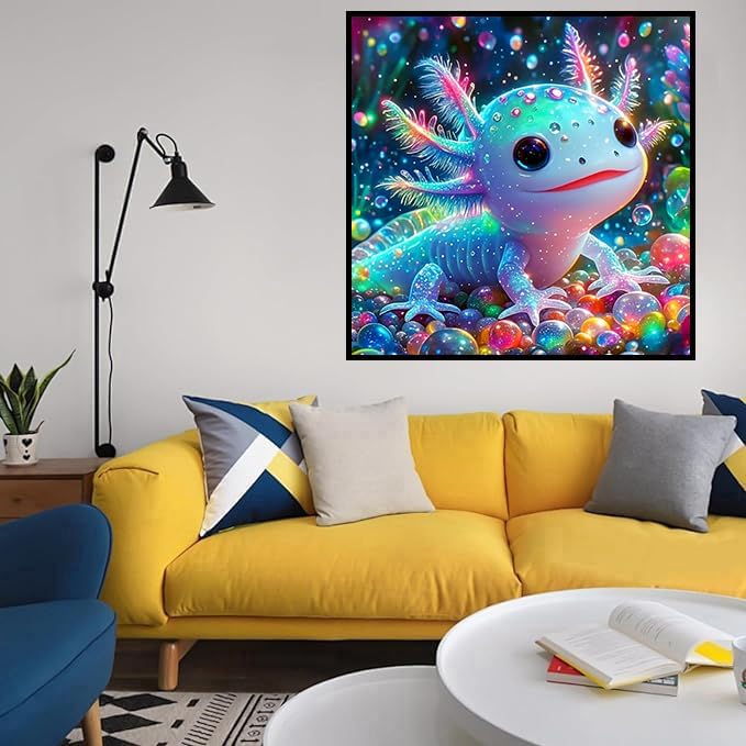 Axquilon Diamond Art Kits for Adults, 5D Salamander Diamond Painting Kits for Adults, DIY Full Round Drill Gem Art for Wall Home Decor Craft 14X14 Inch
