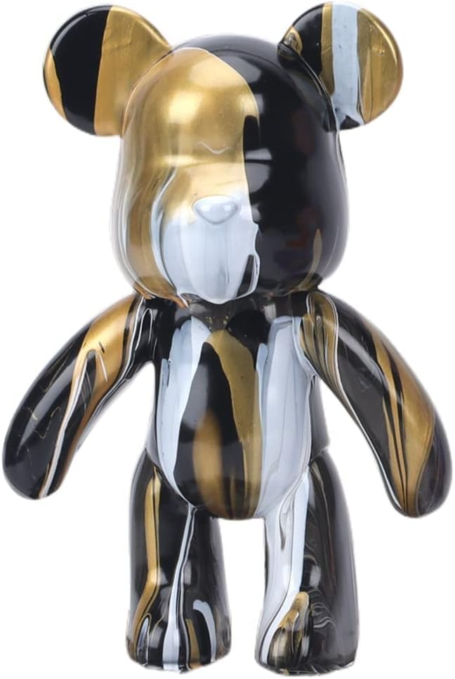 HANDA DIY Painting Kit - Teddy Bear & Gloomy Bear Figurines, Creative Home Decorations, Handmade Doll Toys, Gift for Birthday & Valentines (9.05 inch, Gold+White+Black)