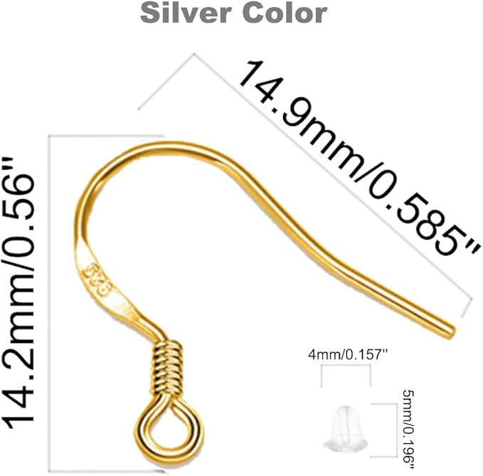 earring hooks - 120 pcs/60 pairs gold plated copper hypoallergenic ear wires fish hooks for jewelry making, jewelry findings parts with 120 pcs rubber earring backs stopper for diy earrings