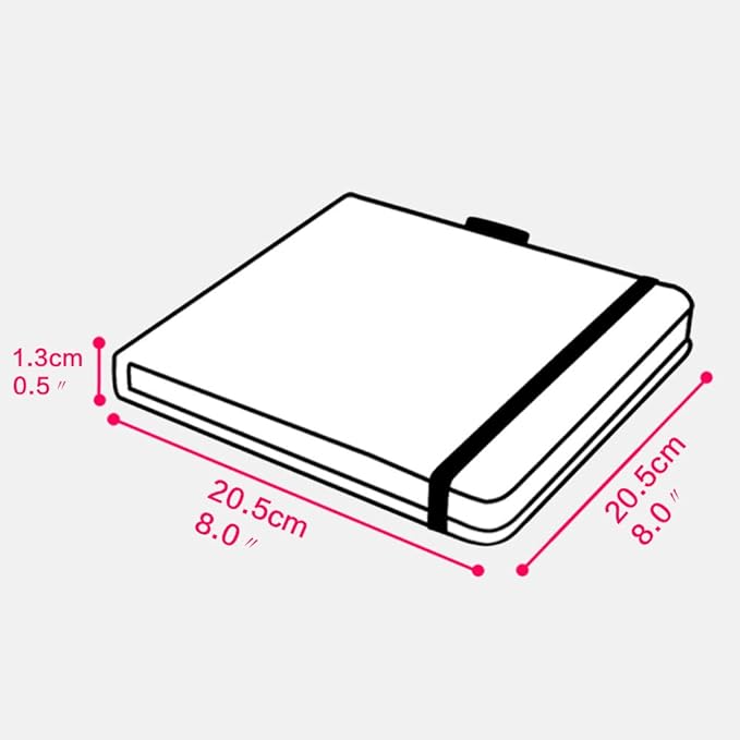 Mifuner Square 8X8 300gsm Watercolor Journal Hardbound 40pgs（20 Sheets Front Back 2 Textures） Travel Size for Calligrapher Colored Pencil Watercolor Sketch Handmade Cloth Cover Notebook Rose